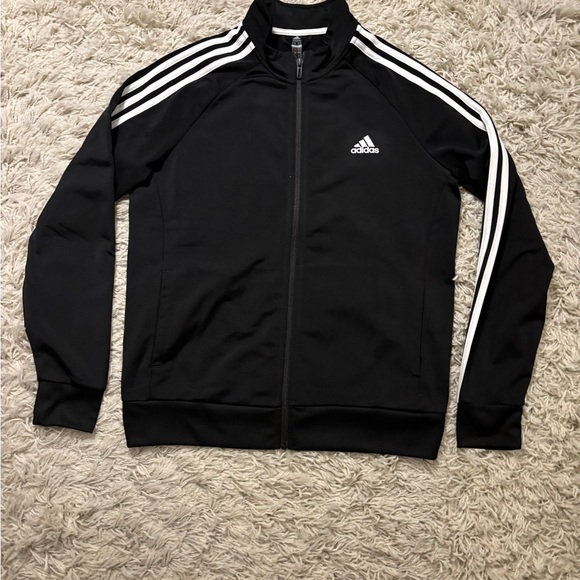Adidas Black Jacket with White Logo Stripes Size L - Picture 3 of 15
